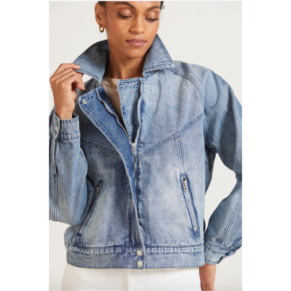 BlankNYC NWT Evereve Wondering Why Denim Full Zip Retro Jacket // L - Picture 1 of 10